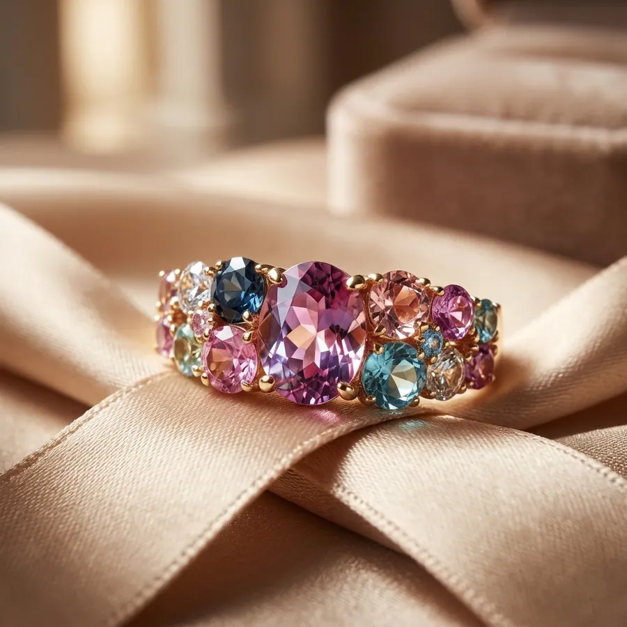 Aurora — Multi Gemstone Cluster Ring in Gilded Sterling Silver