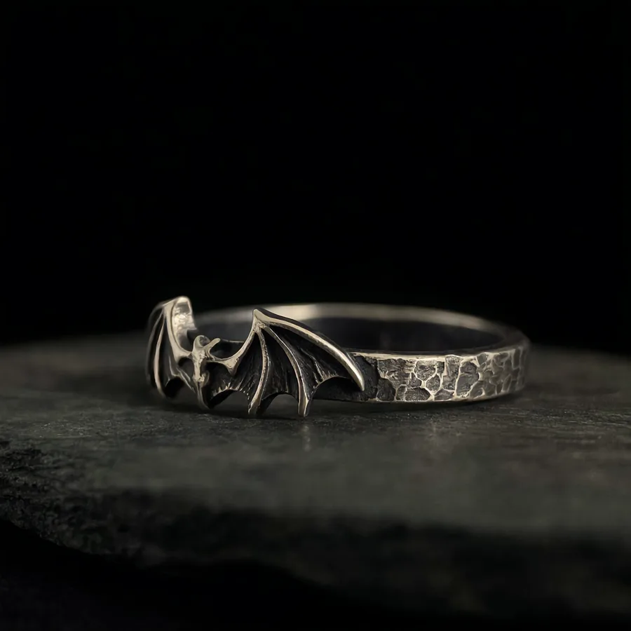 Omen — Gothic Bat Ring in Sterling Silver