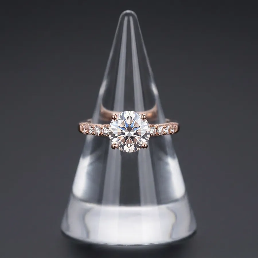 Seraphine — Lab-Created Blush Stone Engagement Ring in Rose-Gold Gilded Sterling Silver, view 3