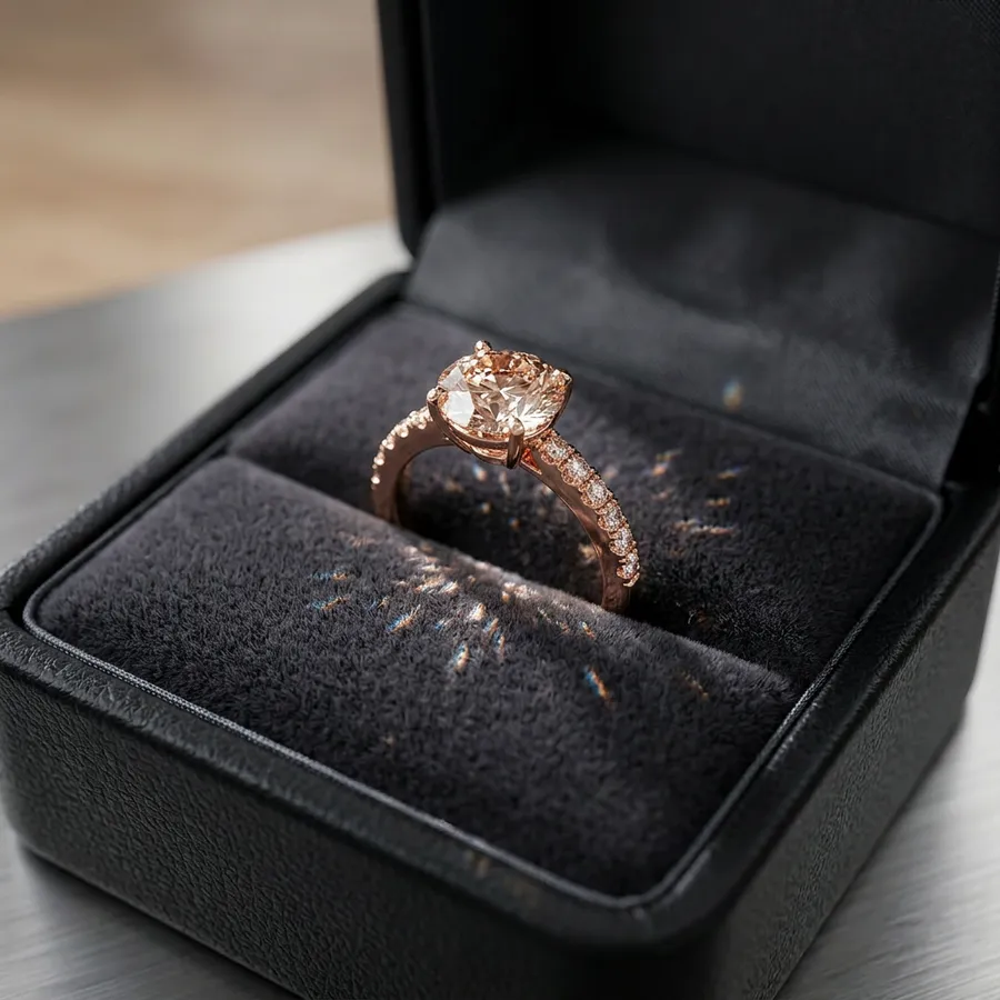 Seraphine — Lab-Created Blush Stone Engagement Ring in Rose-Gold Gilded Sterling Silver, view 4