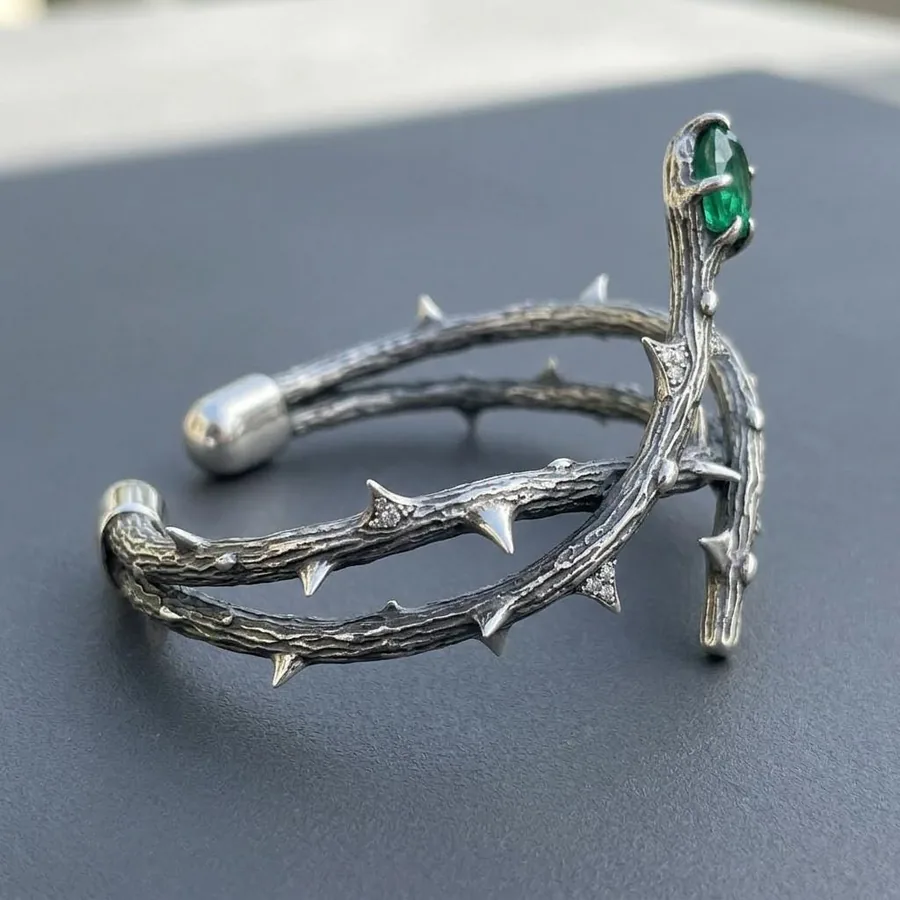 Bramble — Sterling Silver Thorn Cuff Bracelet, view 2