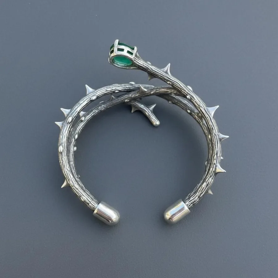 Bramble — Sterling Silver Thorn Cuff Bracelet, view 3