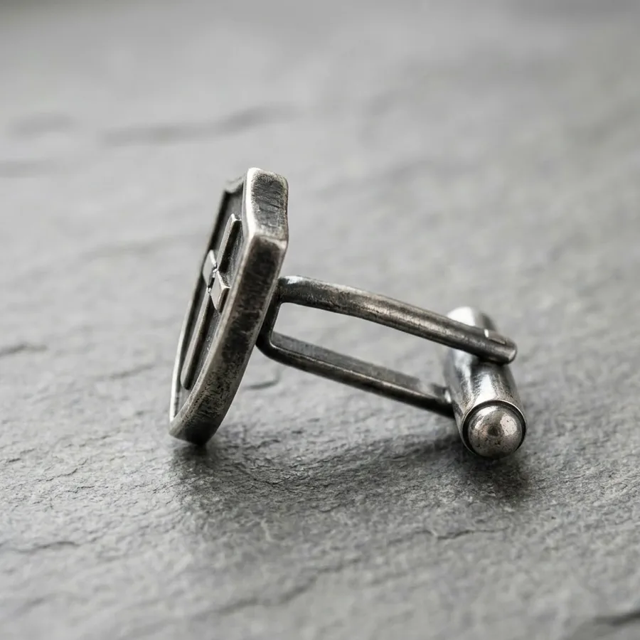 Bastion — Sterling Silver Cross Shield Cufflinks, view 3
