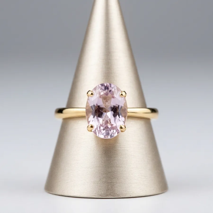 Wisteria — Lab-Created Lavender Stone Solitaire Ring in Gilded Sterling Silver, view 2