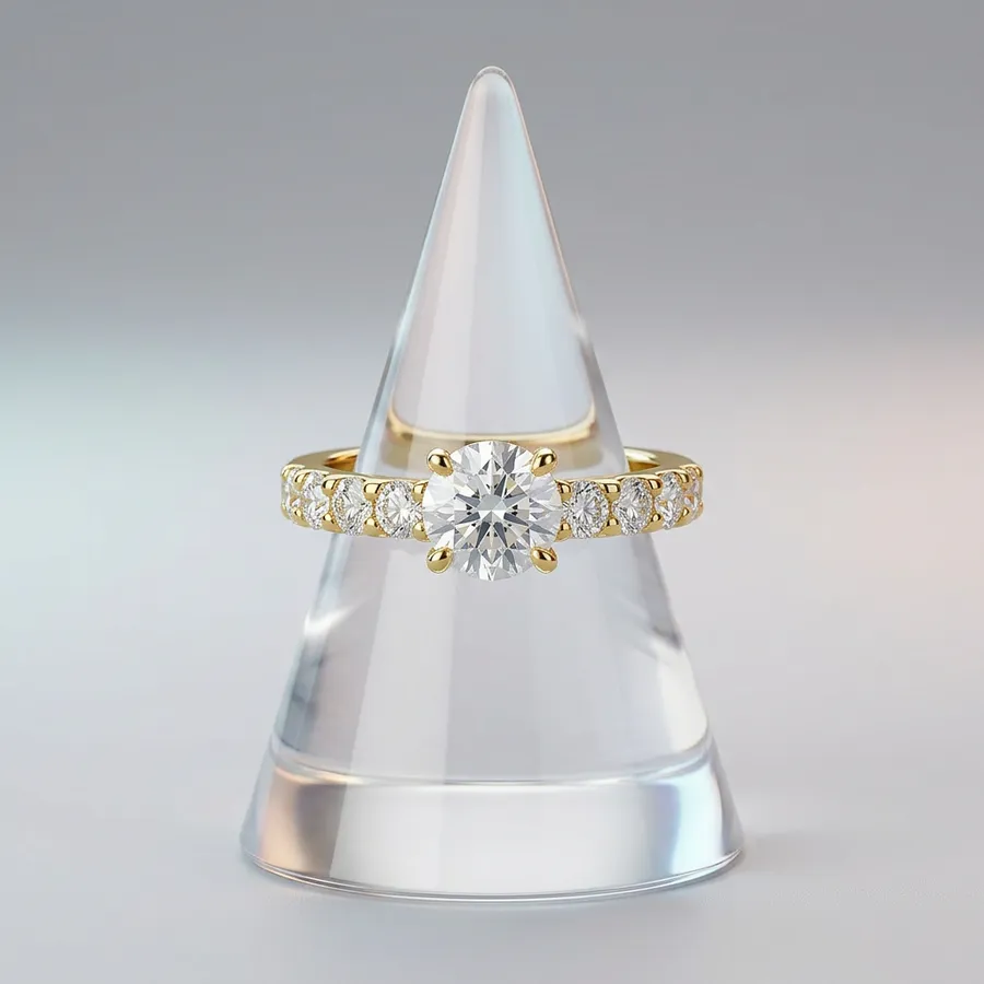 Meridian — White Sapphire Engagement Ring in Gilded Sterling Silver, view 2