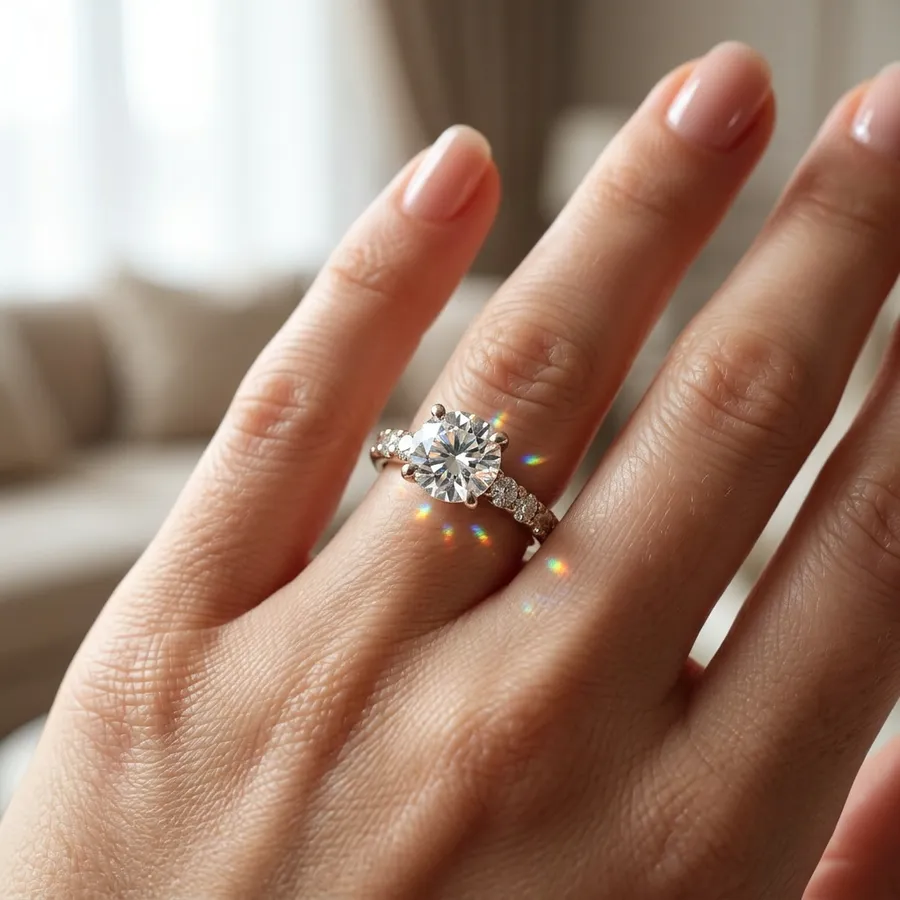 Meridian — White Sapphire Engagement Ring in Gilded Sterling Silver, view 5