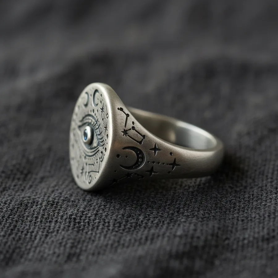 Oculus — Sterling Silver All Seeing Eye Signet Ring, view 4