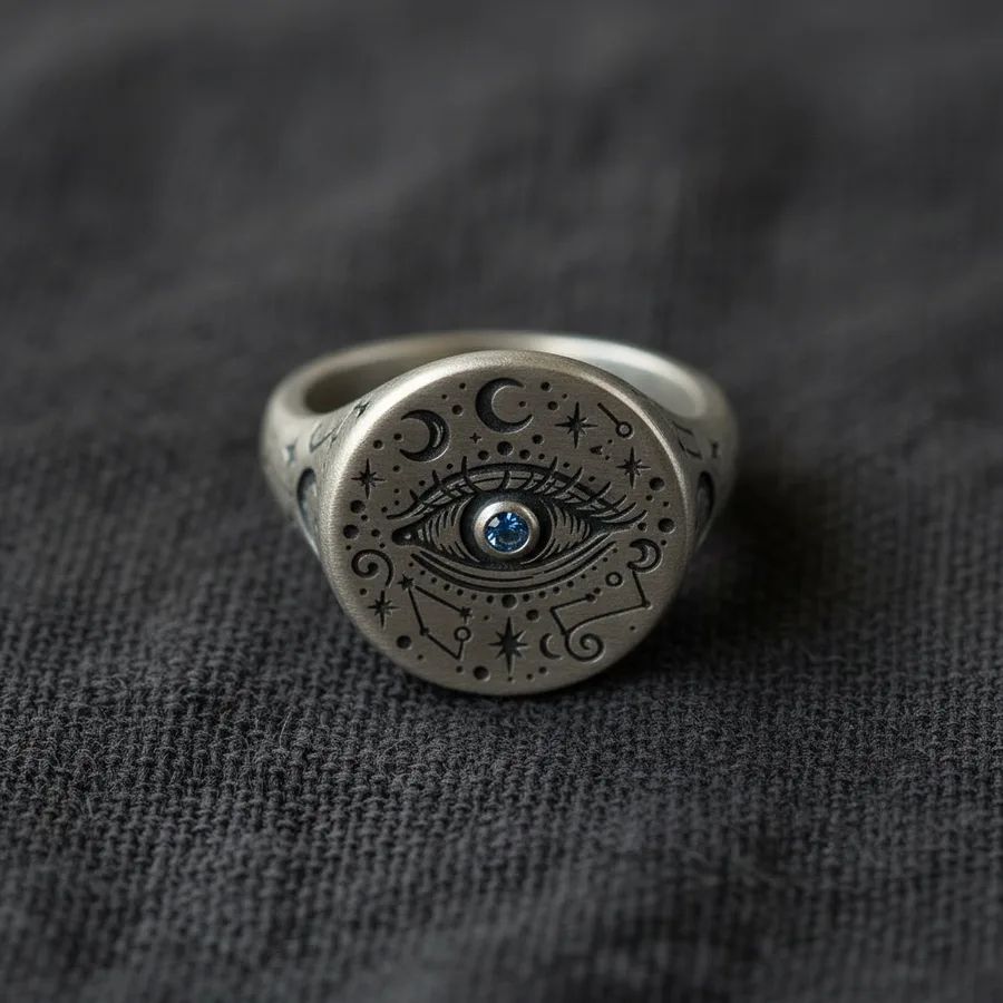Oculus — Sterling Silver All Seeing Eye Signet Ring, view 1