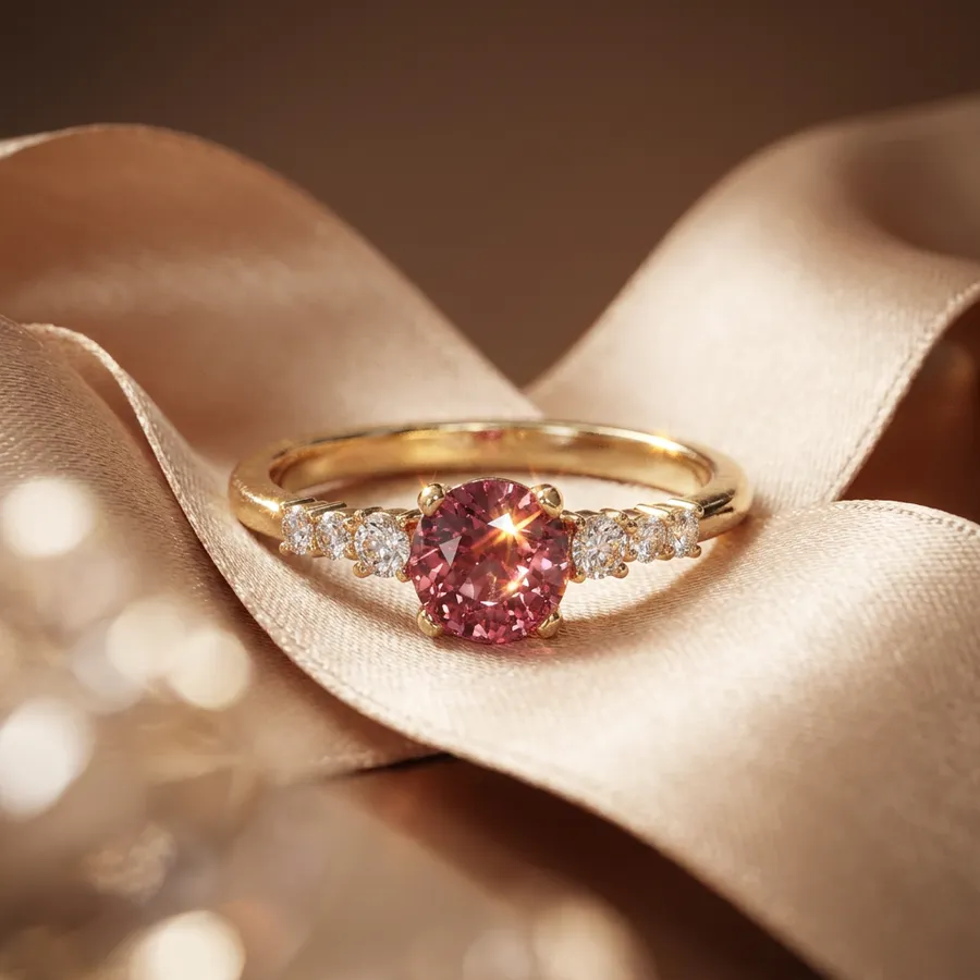 Damask — Lab-Created Pink Stone Ring in Gilded Sterling Silver