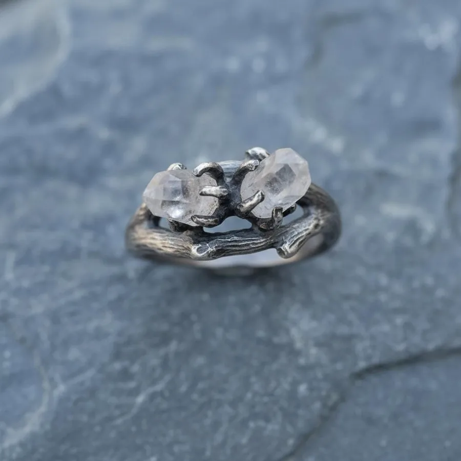 Wildwood — Raw Quartz Branch Ring in Sterling Silver, view 4