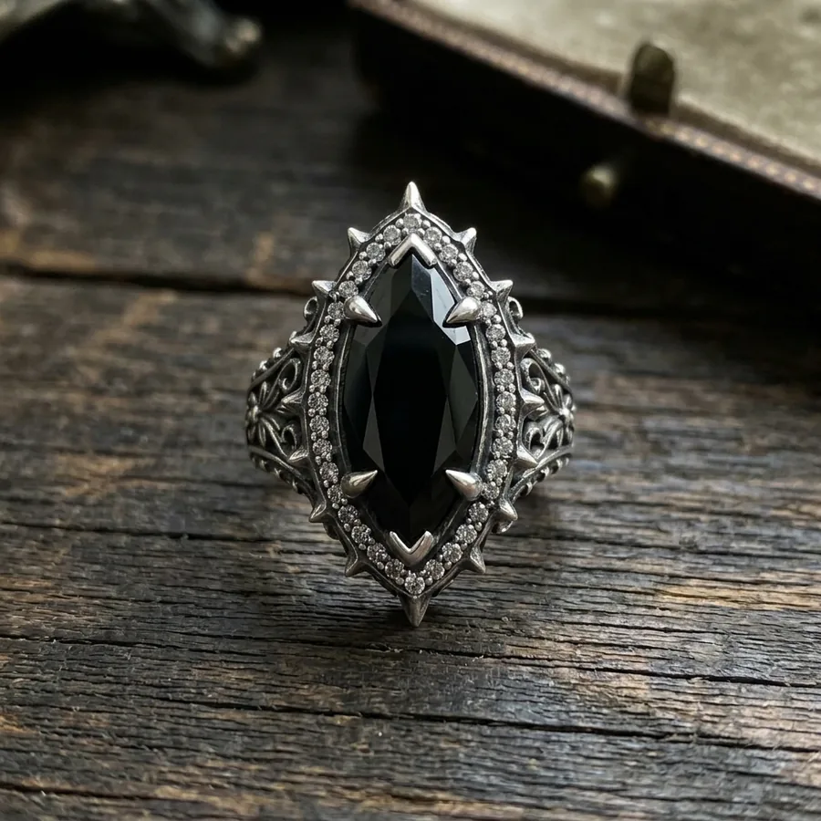Reliquary — Gothic Black Onyx Statement Ring, view 2
