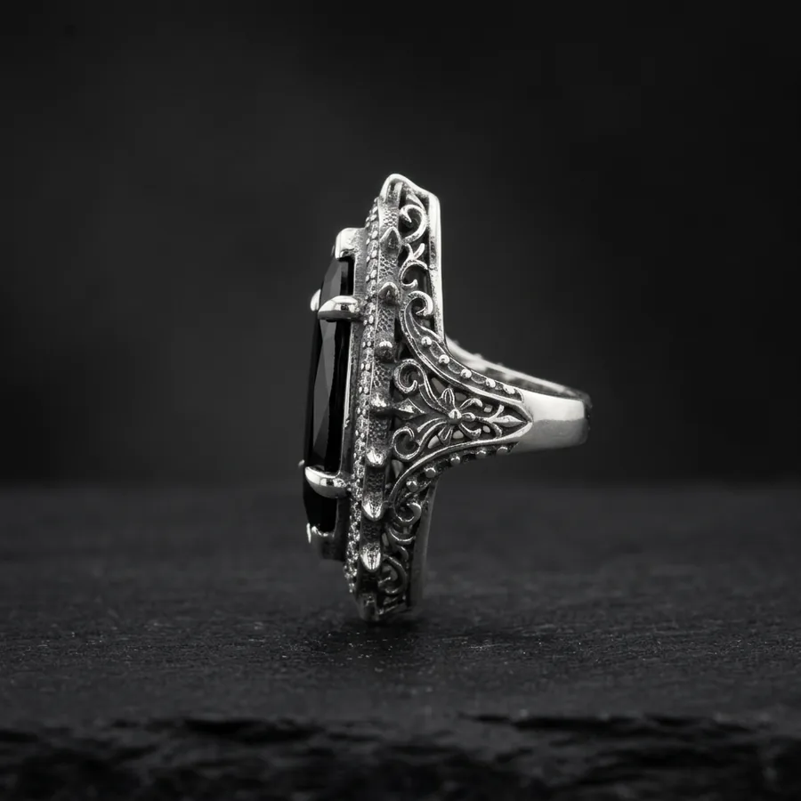 Reliquary — Gothic Black Onyx Statement Ring, view 3