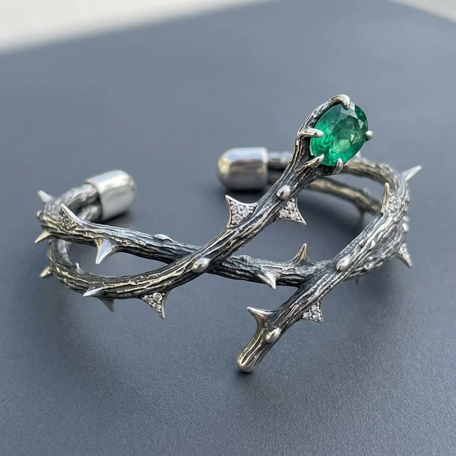 Bramble — Sterling Silver Thorn Cuff Bracelet