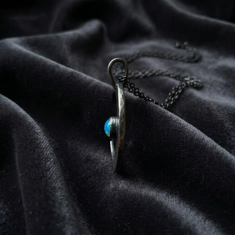 Wane — Crescent Moon Necklace in Sterling Silver, view 3