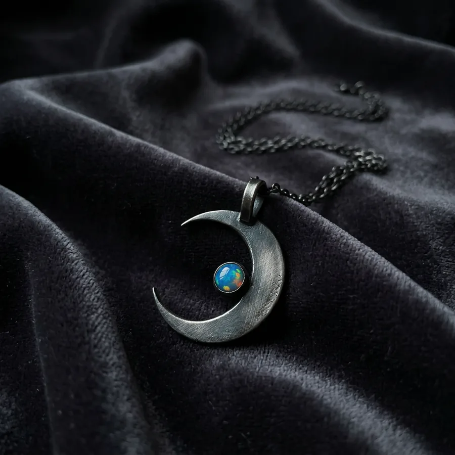 Wane — Crescent Moon Necklace in Sterling Silver, view 1