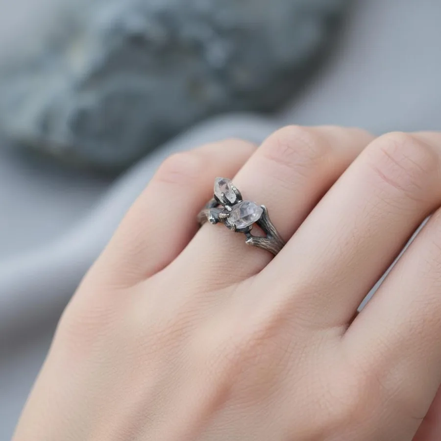 Wildwood — Raw Quartz Branch Ring in Sterling Silver